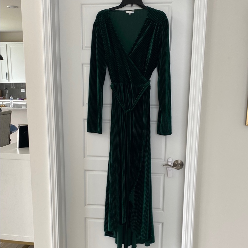 Baltic Born Deep Green Velvet Long Sleeve Dress